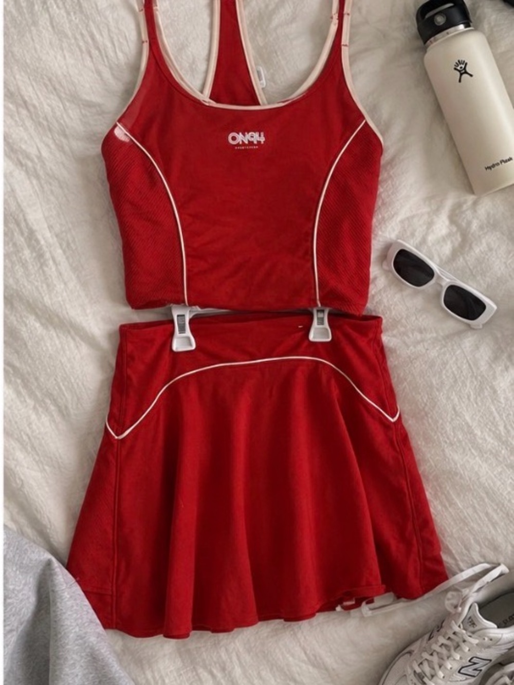 Red Two-Piece Skirted Set Size Med for Size Small